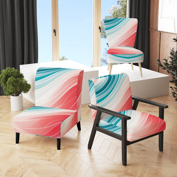 Bold Graphic Sunset In Teal and pink - Upholstered Modern Accent Chairs